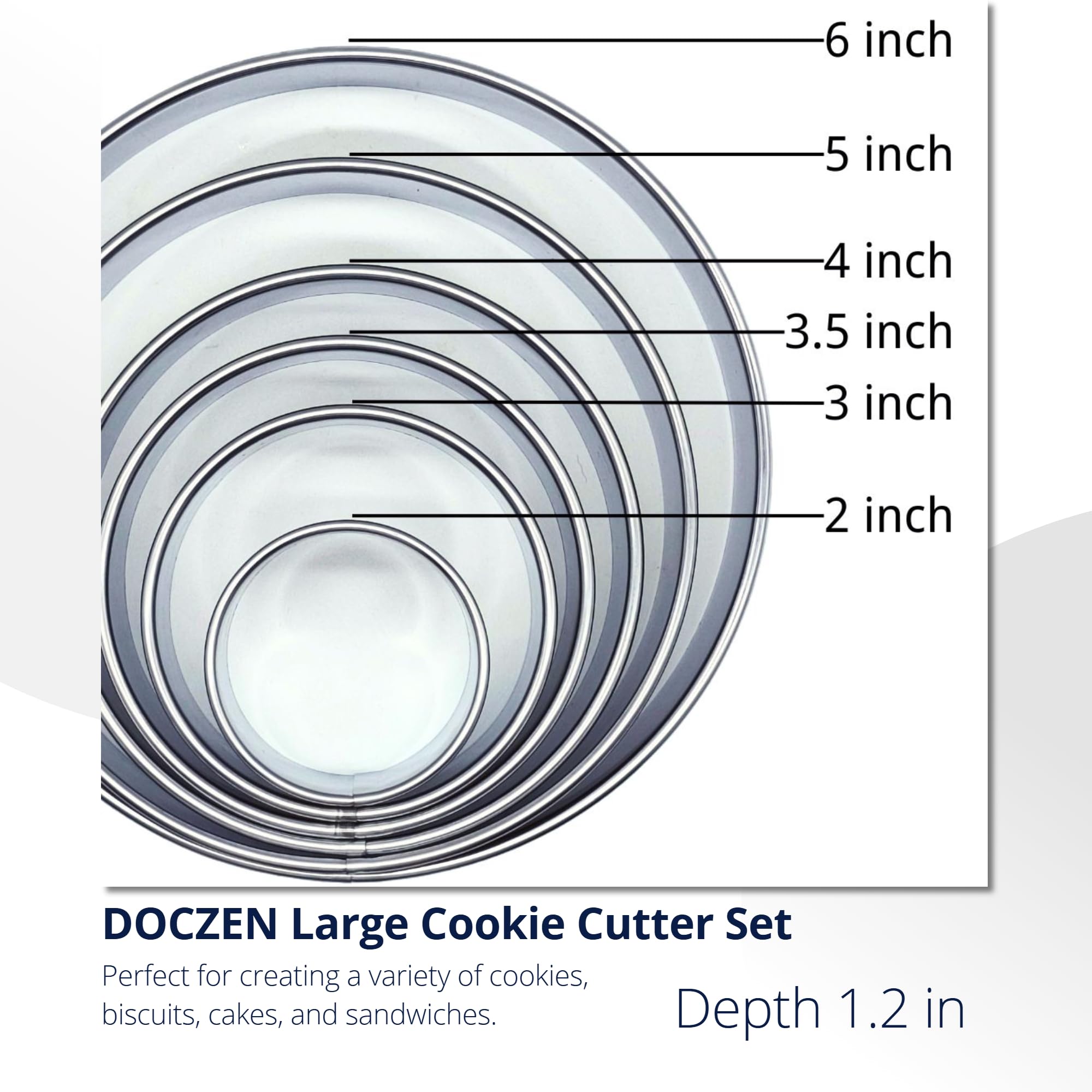 Doczen cortador circular de 2 pulgadas, borde suave para galletas detalladas.