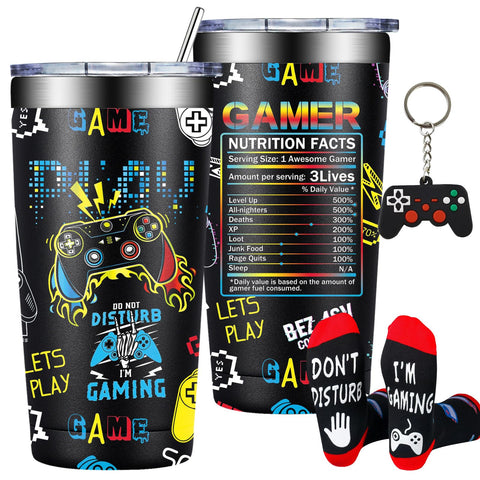 Taza DOEARTE gamer 20oz con gráficos de mando para uso diario.