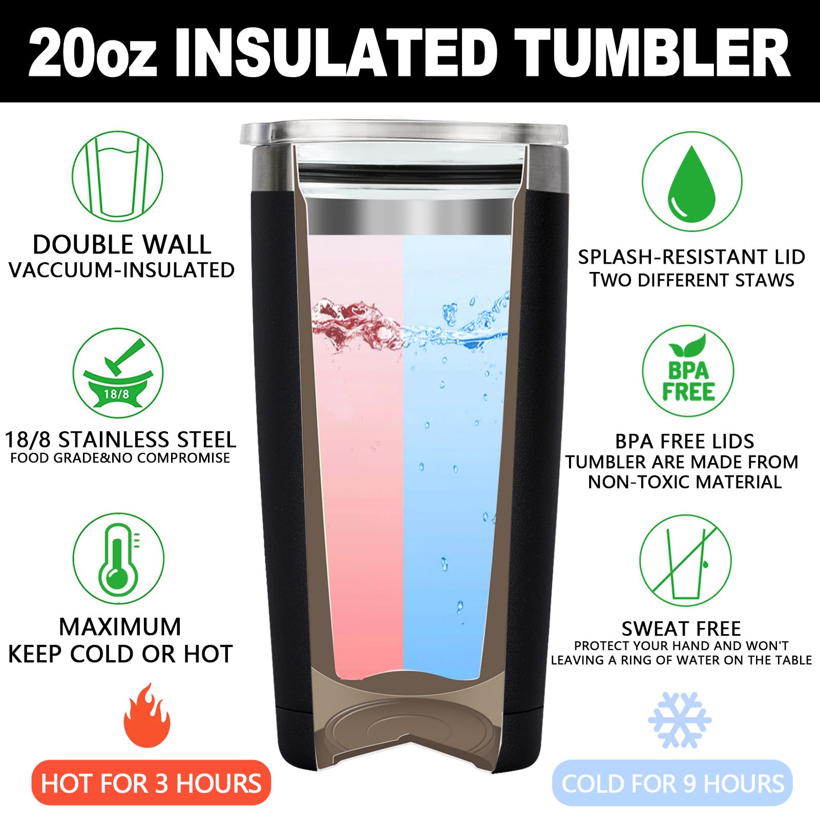 DOEARTE Termo Entrenador 20oz para uso al aire libre, mantiene bebidas