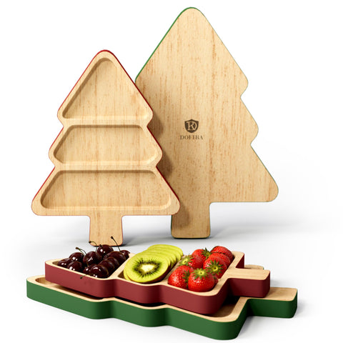 Bandejas dofira con diseño de árbol navideño para aperitivos.