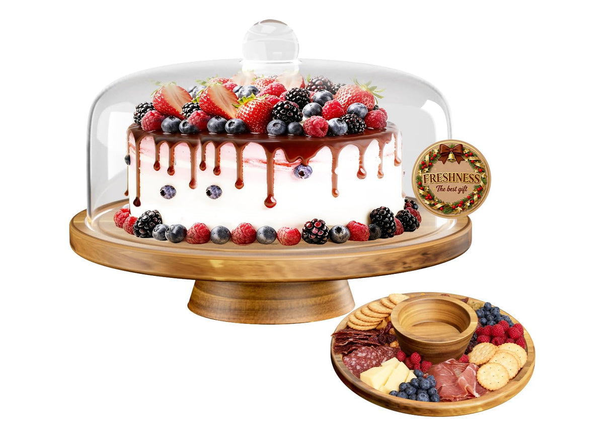 Dofira porta-tartas con domo de cristal mantiene la tarta fresca y atractiva.