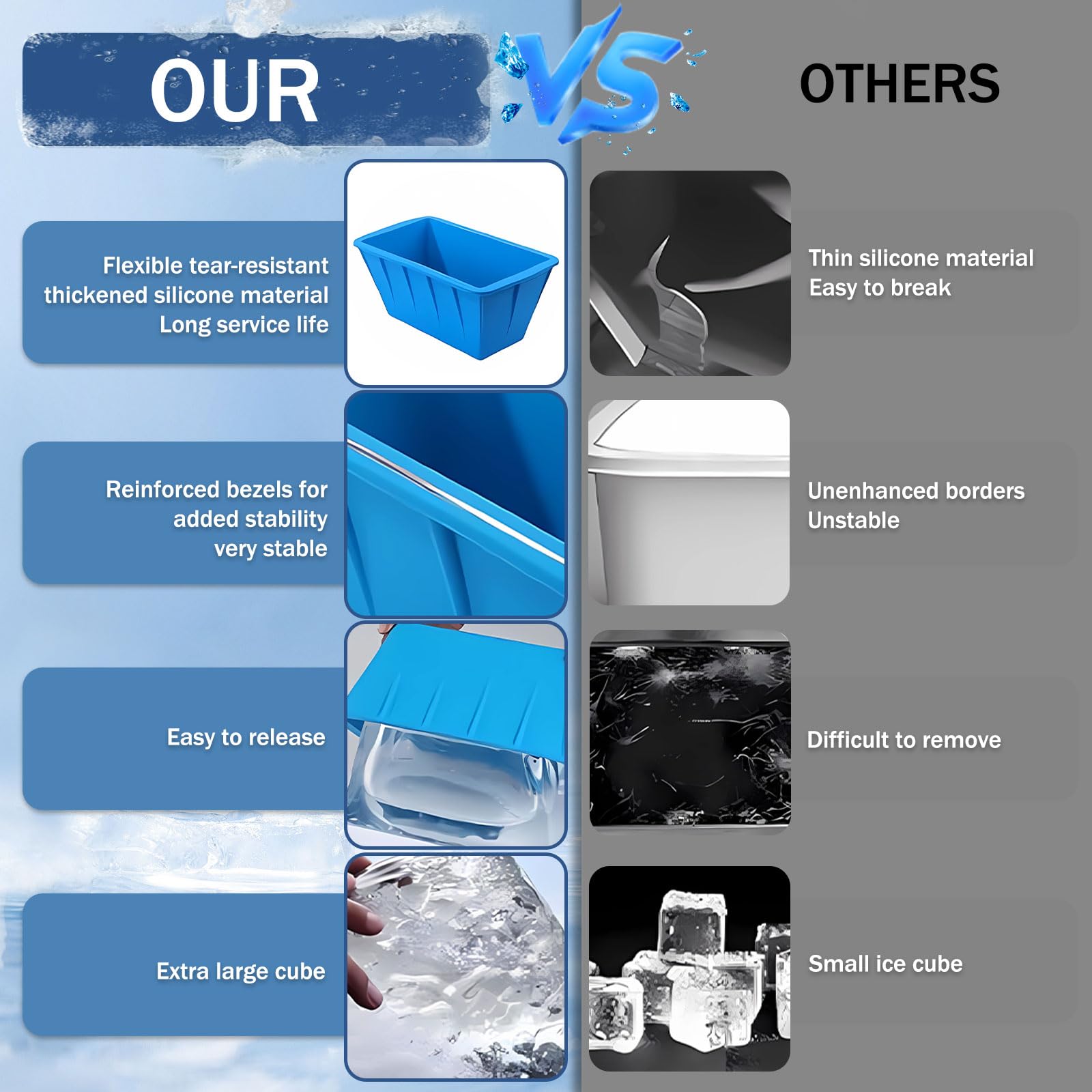  DOGITY hielo grande para enfriador, mantiene productos fríos por más tiempo.
