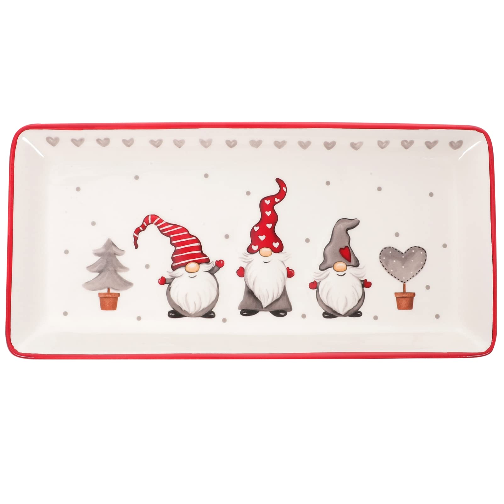 DOITOOL bandeja cerámica navidad duende rectangular para servir en mesa