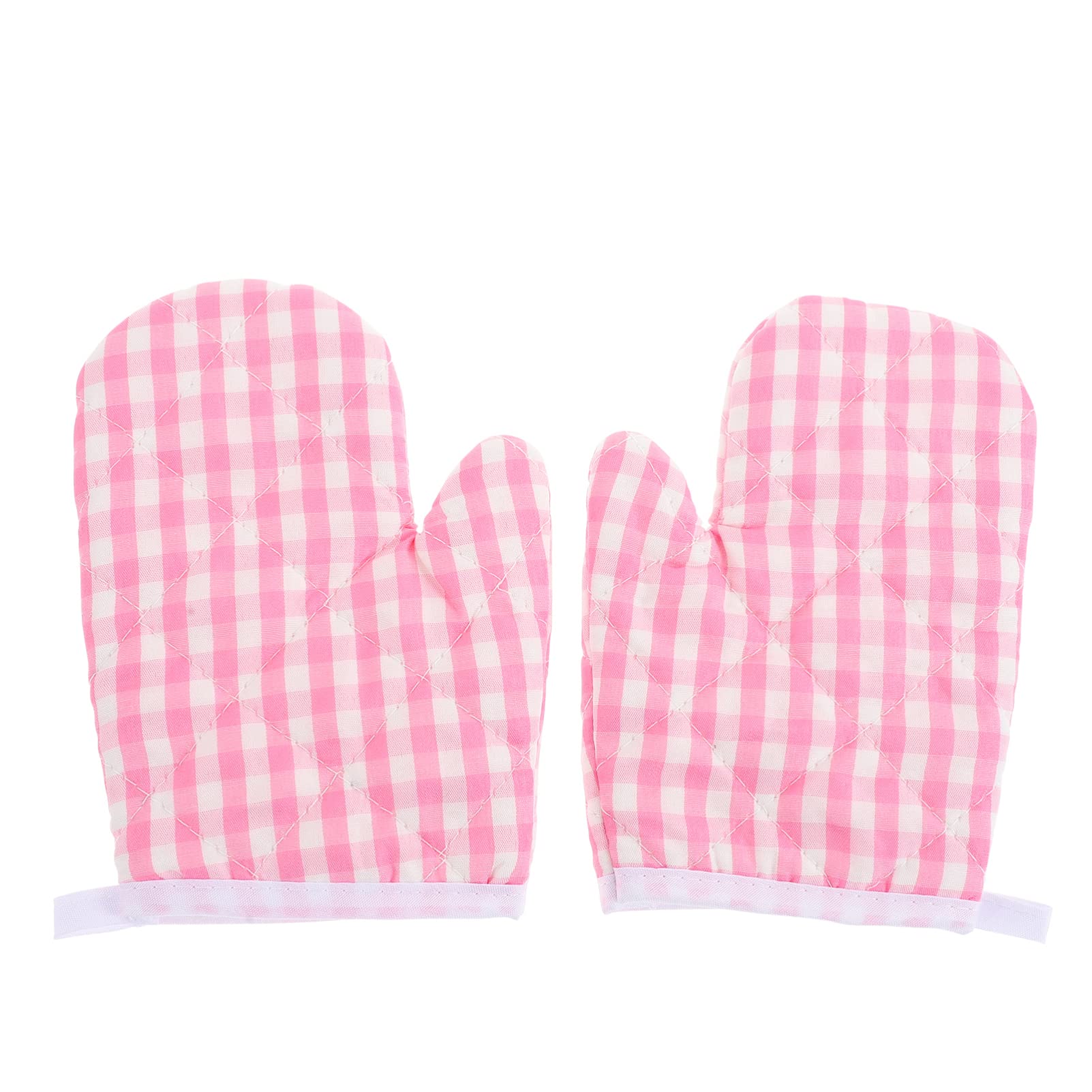 Guantes DOITOOL para horno en rosa a cuadros, ideales para sacar platos del horno.