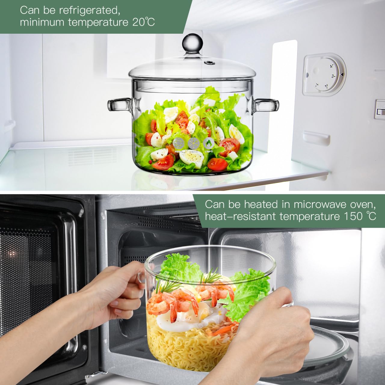 DOITOOL olla de vidrio resistente al calor para hervir pasta