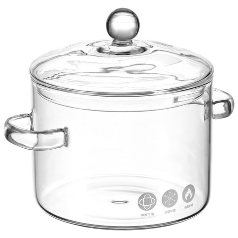 DOITOOL olla de cristal con tapa, 46oz, ideal para hervir y servir con claridad