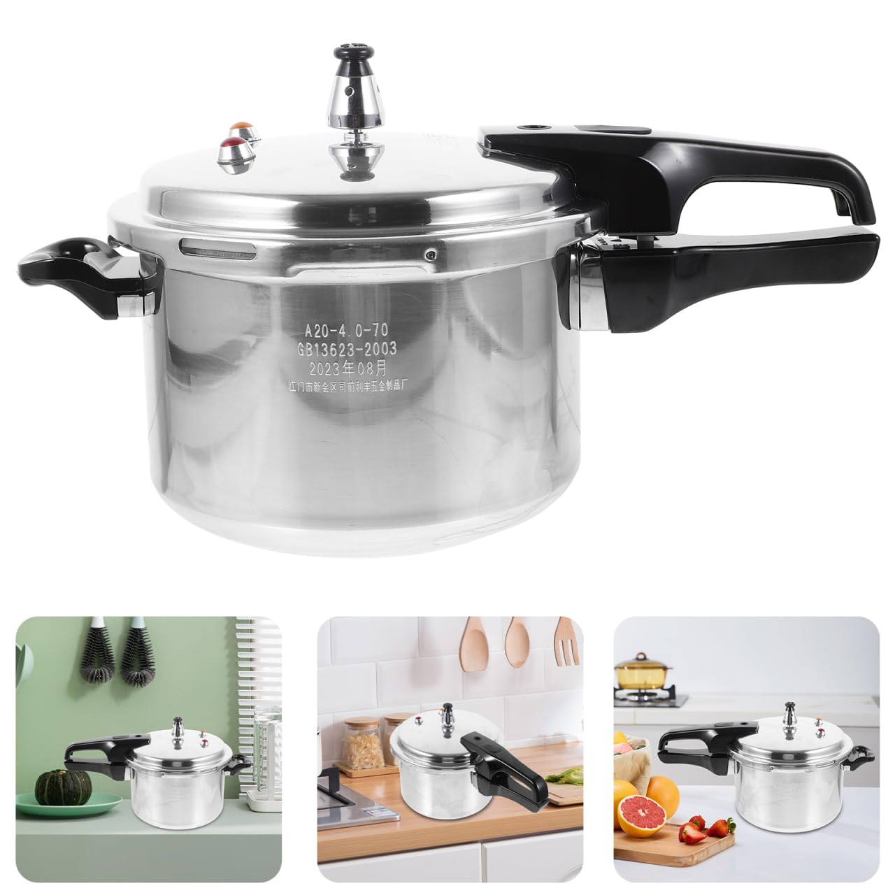 DOITOOL Olla presión 20 cm, tamaño compacto ideal para cocinas pequeñas.