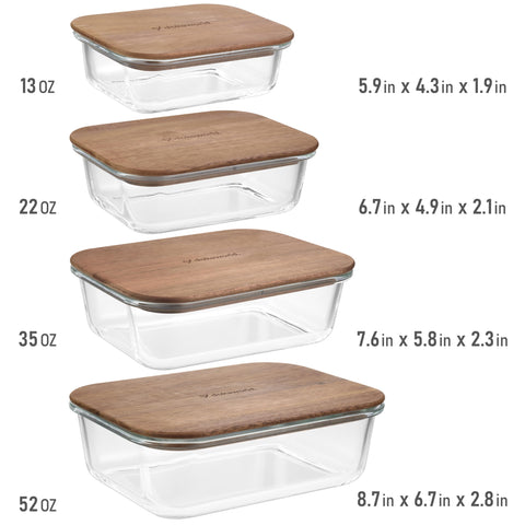 Dokaworld-contenedores de vidrio para preparación de comidas, en varios tamaños.