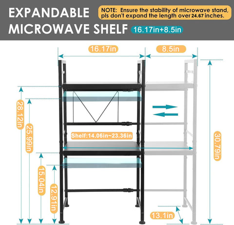 Dolalike estante de tres niveles ofrece almacenamiento para microondas y utensilios