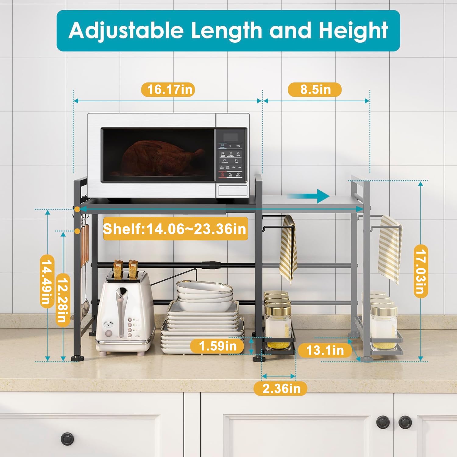 DOLALIKE altura regulable en estante para horno y cafetera