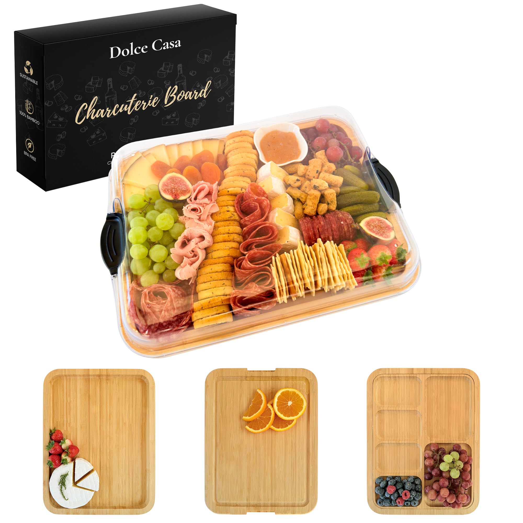 Dolce Casa Tablero de charcutería con tapa para presentaciones elegantes.