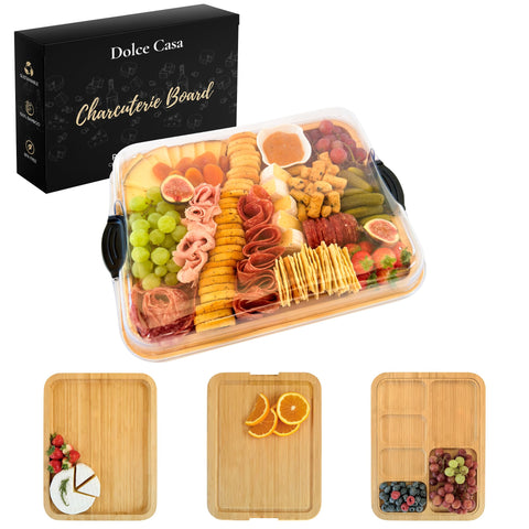 Dolce Casa Tablero de charcutería con tapa para presentaciones elegantes.