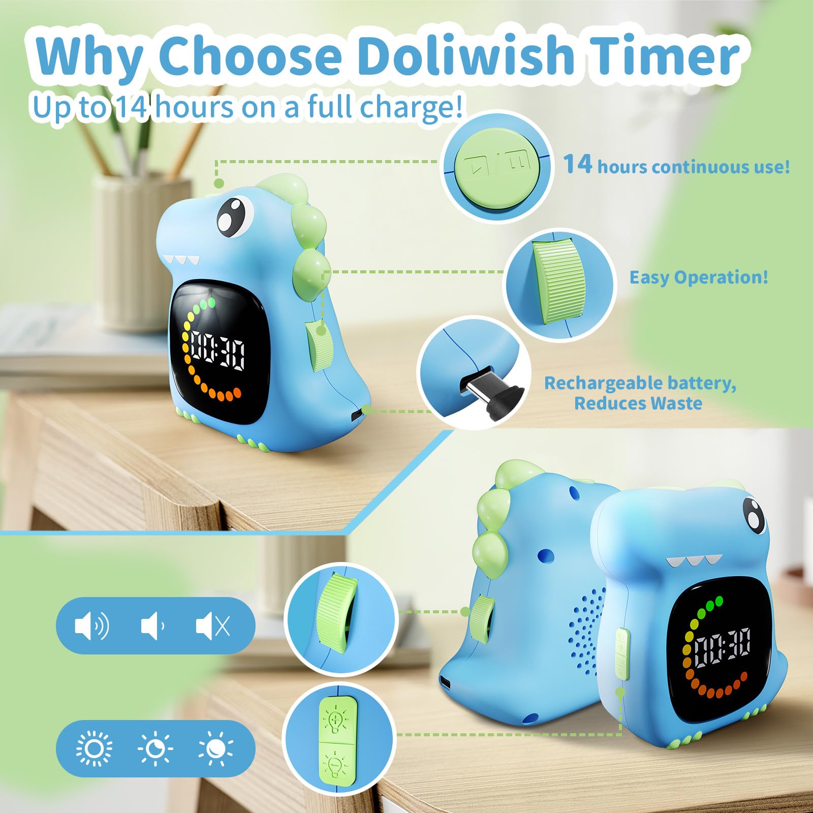 DoliWish temporizador visual para estudio y juegos: uso versátil en casa