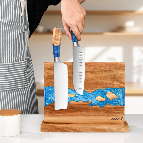 Dolons bloque cuchillos imantado vista superior, organización inmediata en la cocina.