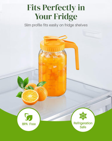 Domenqia jarra cristal 64oz con boca-ancha para añadir frutas y hielo