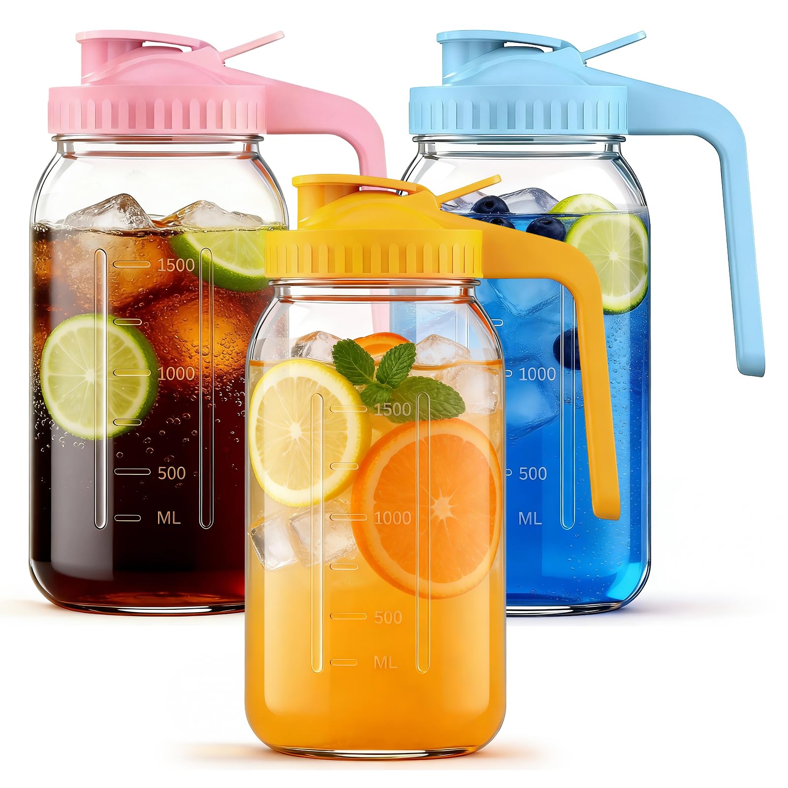 Domenqia jarras cristal 64oz con tapa hermética para bebidas frescas