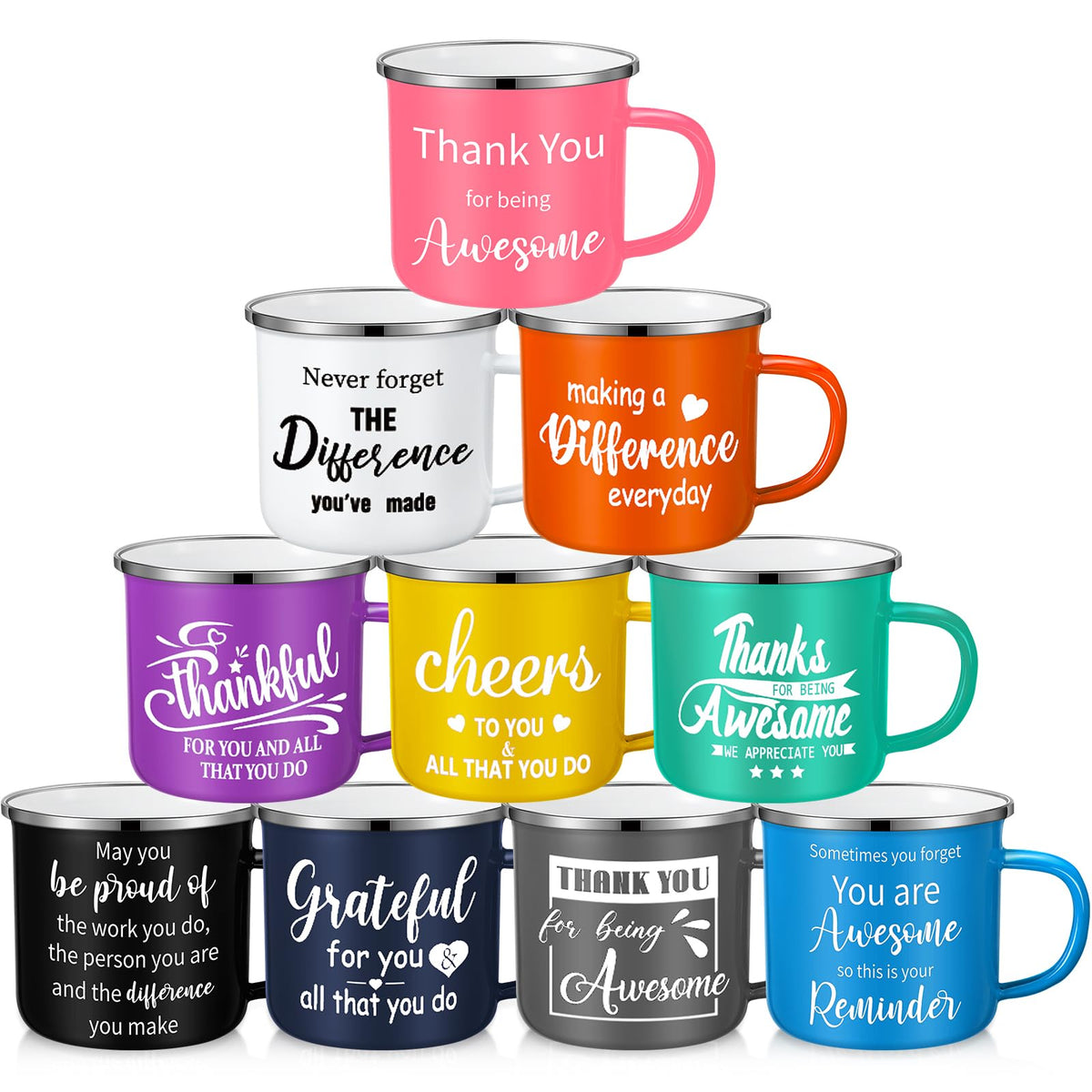 Taza esmaltada Domensi estilo inspiracional 1, ideal para empezar el día con motivación
