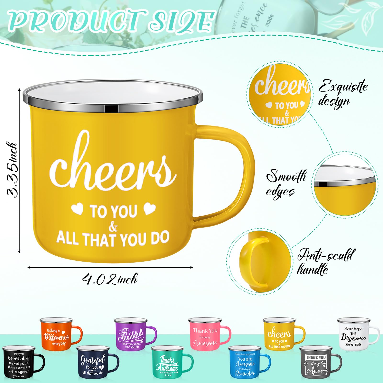 Taza esmaltada Domensi estilo inspiracional 2, perfecta como regalo de agradecimiento entre colegas
