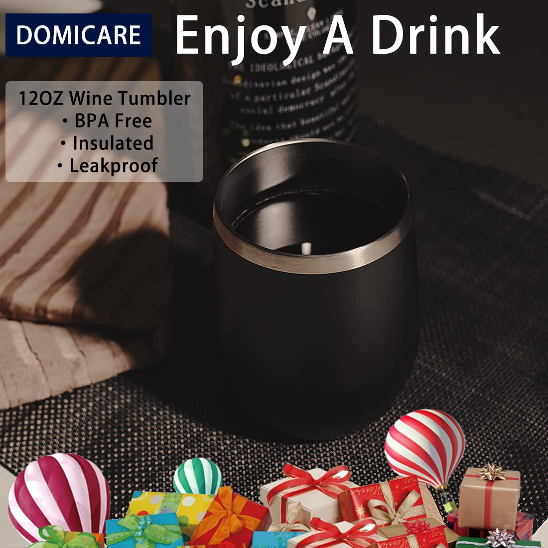 Juego de 12 vasos térmicos DOMICARE, ideal para fiestas y reuniones.