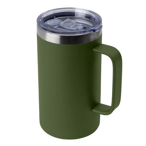 Taza DOMICARE 24oz con asa y tapa, ideal para bebidas calientes.