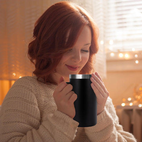 DOMICARE Taza negra resistente para regalo o uso diario