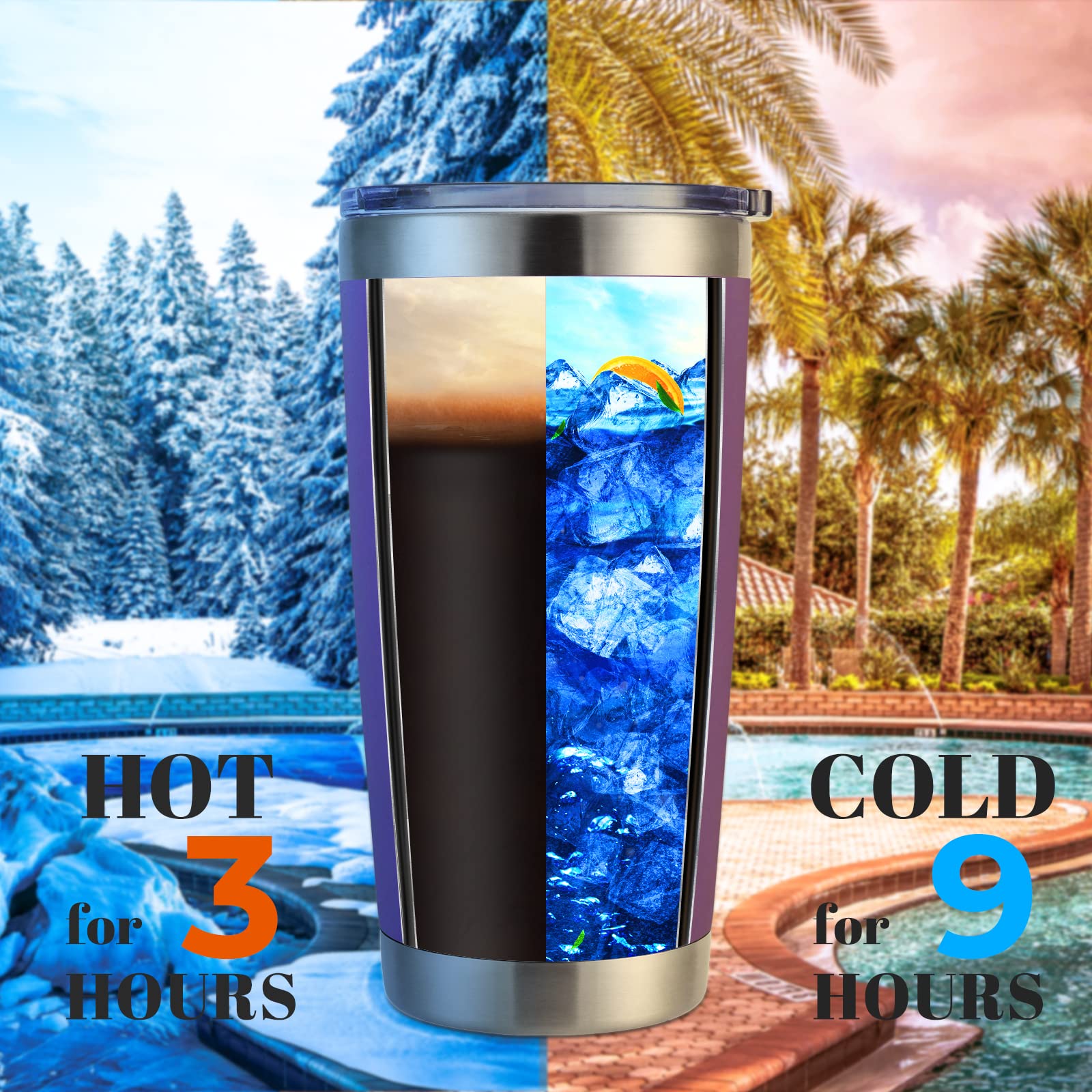 DOMICARE Tumbler 20oz aislamiento doble pared para mantener temperatura.