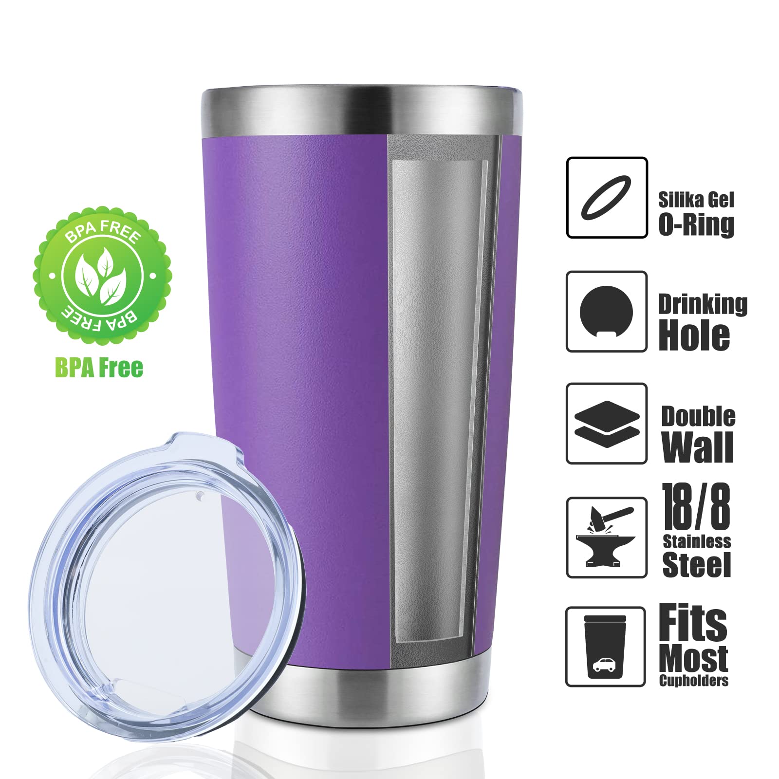 DOMICARE Tumbler 20oz cuerpo de acero 304, duradero para uso diario.