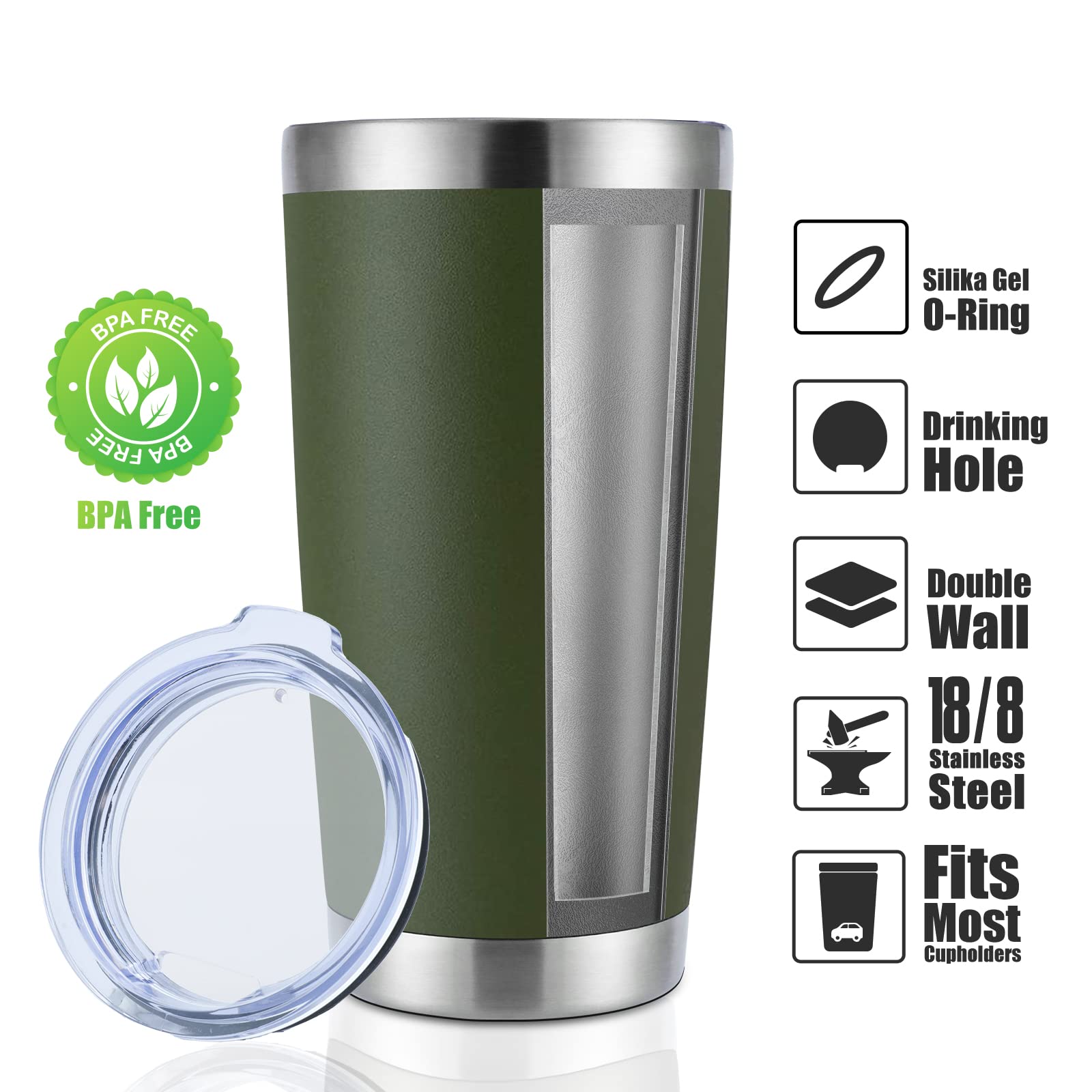 DOMICARE vaso termico 20oz, tapa transparente para ver contenido.