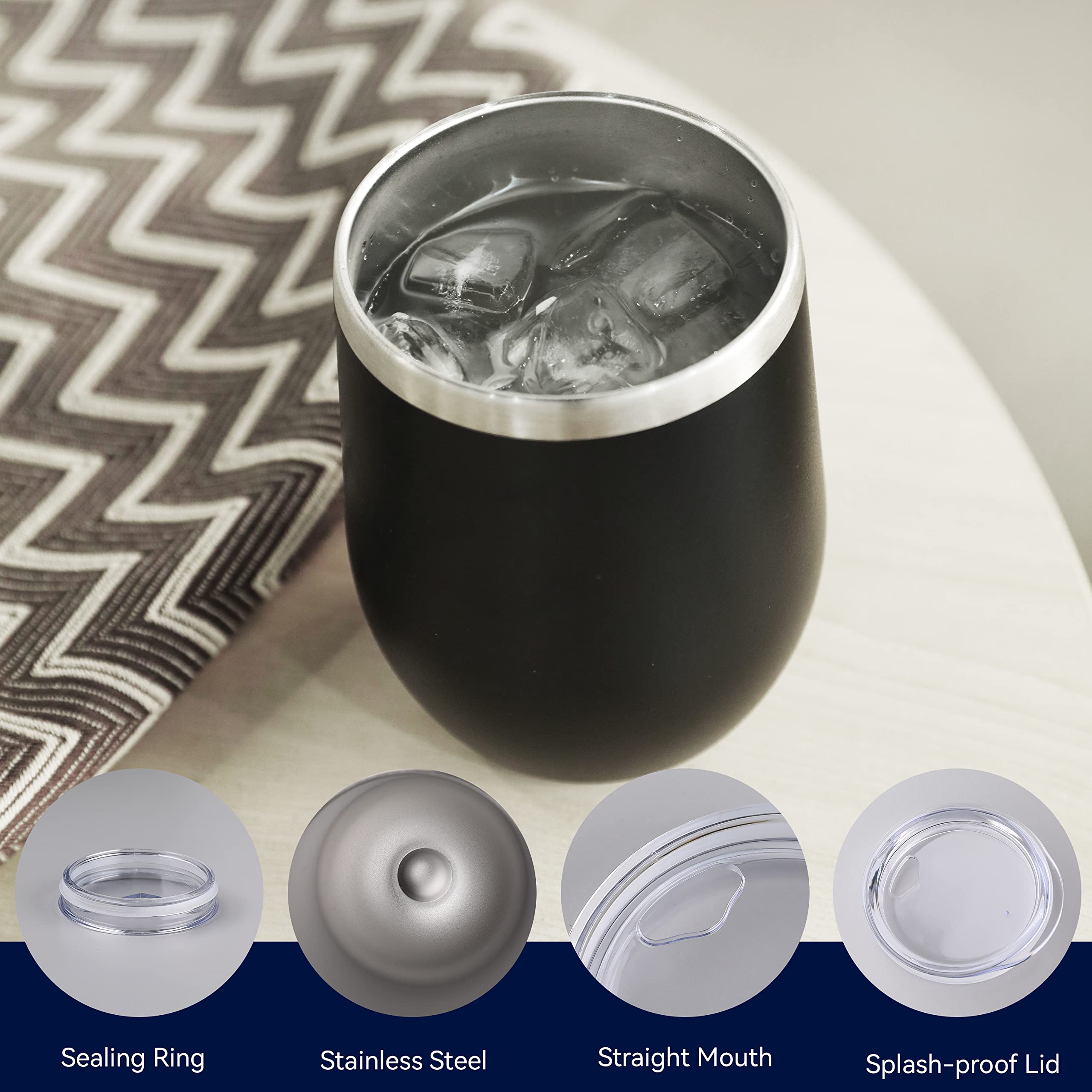 Vaso térmico portátil DOMICARE de 12 onzas, con tapa para viaje.