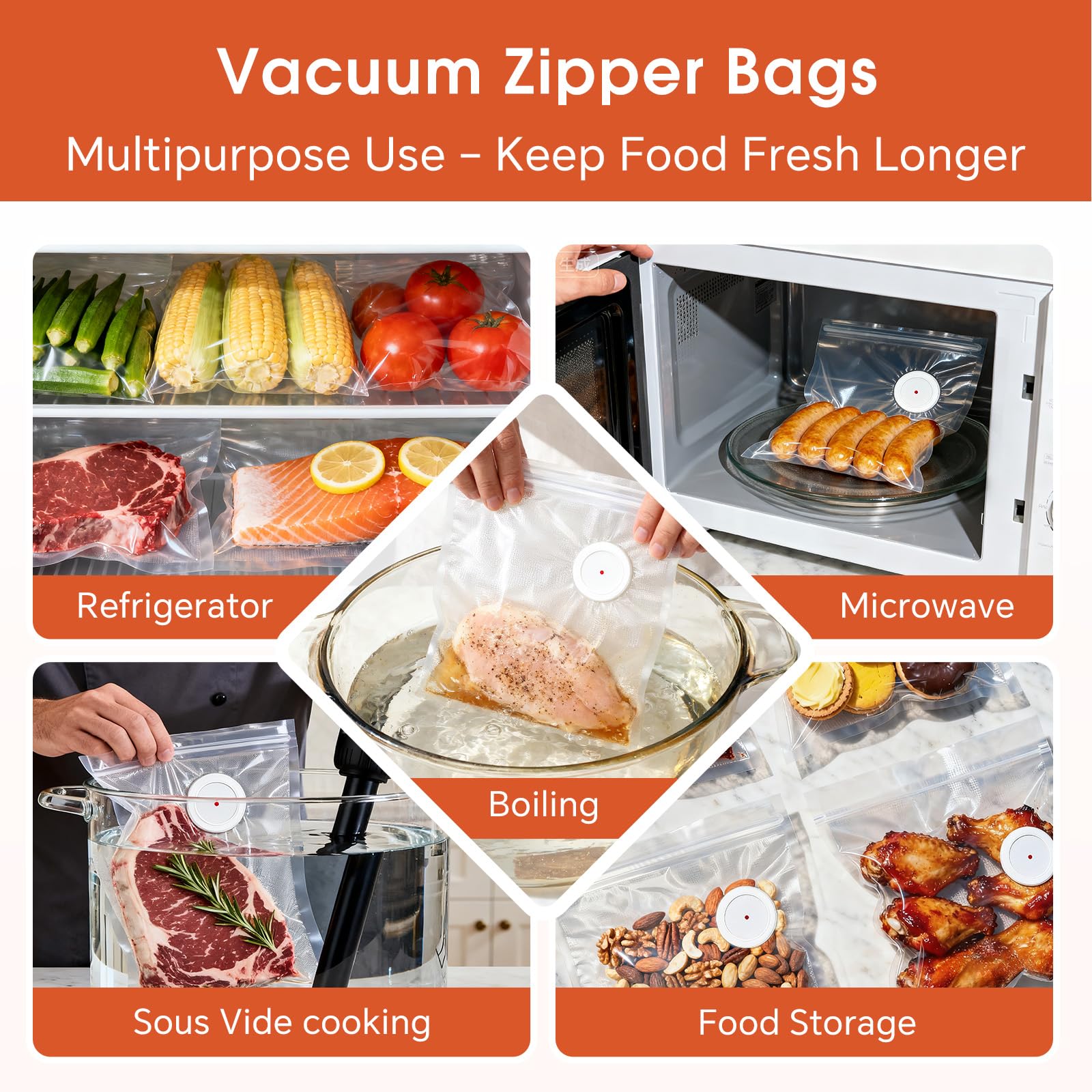 Bolsas sin BPA de DOMIVIO para alimentos frescos.