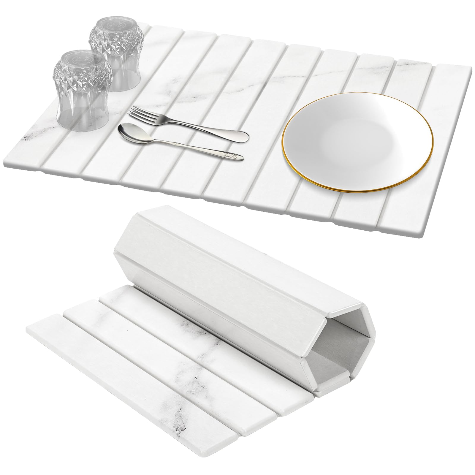Domivistar alfombrilla para platos grande y plegable, ideal para secado rápido.