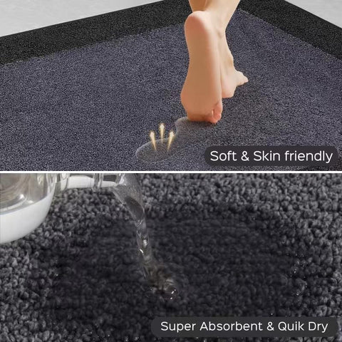 Alfombra antideslizante DOMUSTEX con respaldo de caucho termoplástico para mayor seguridad.