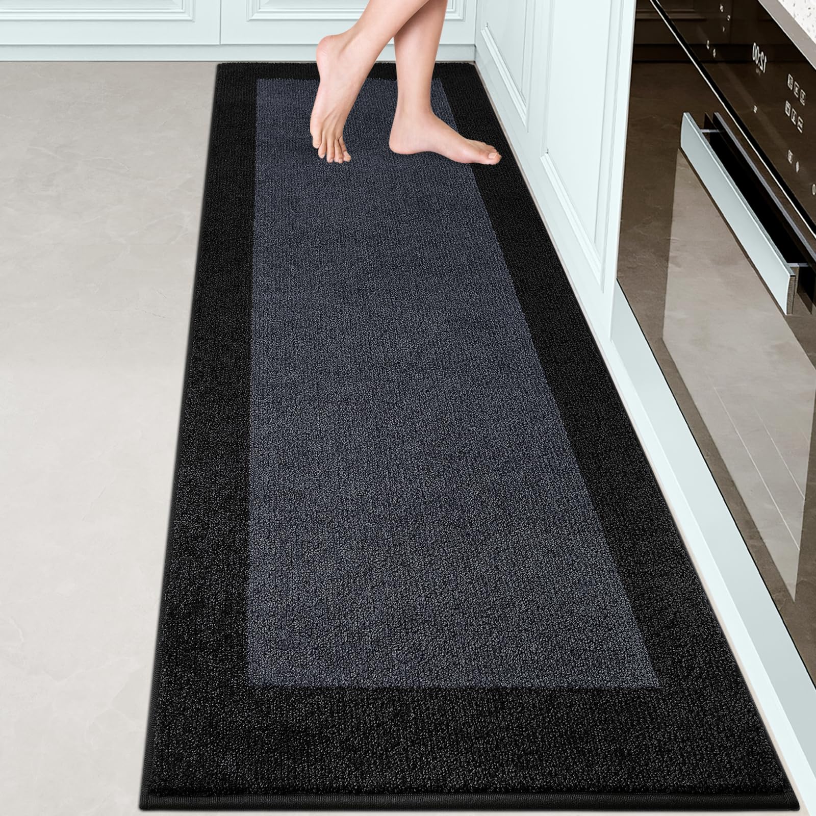 Alfombra de cocina Domustex lavable a máquina 24x84 para uso diario.