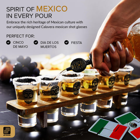 Don Paragone Calavera vasos-tequila 6: conjunto festivo para catas y fiestas.