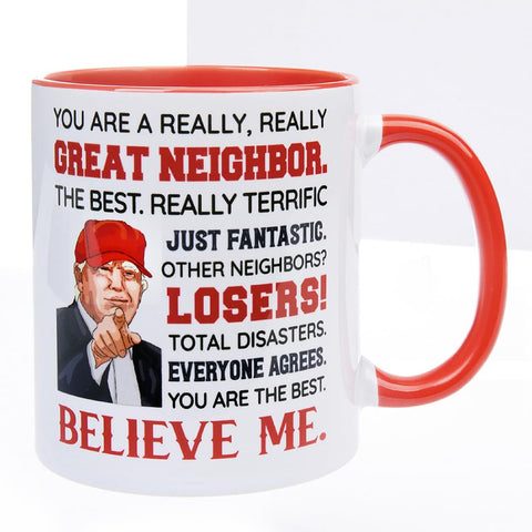 Taza cerámica Donavibe 11 onzas para vecina, ideal para café diario.