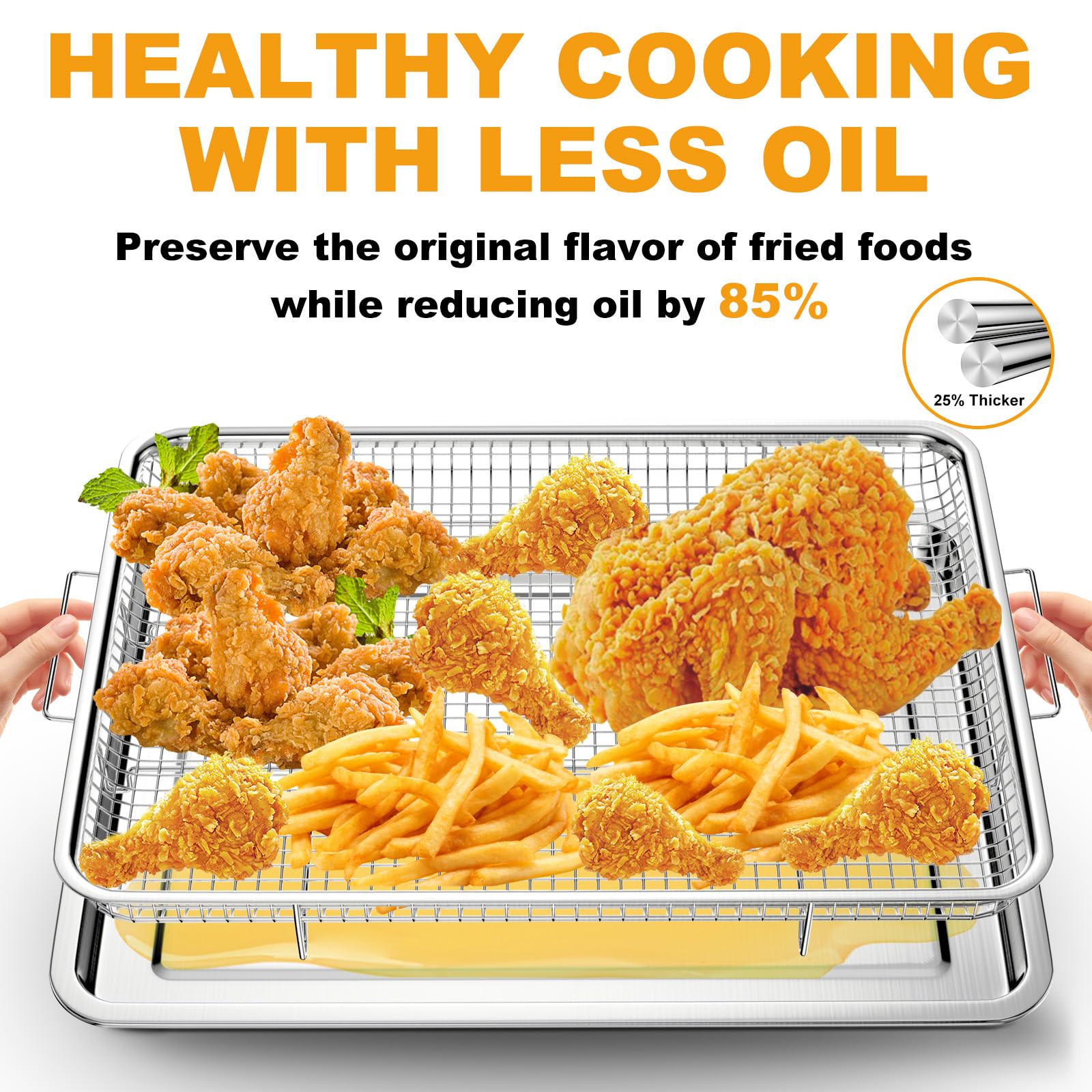 Bandeja Donguli para horno con malla, circulación de calor 360° para resultados uniformes.