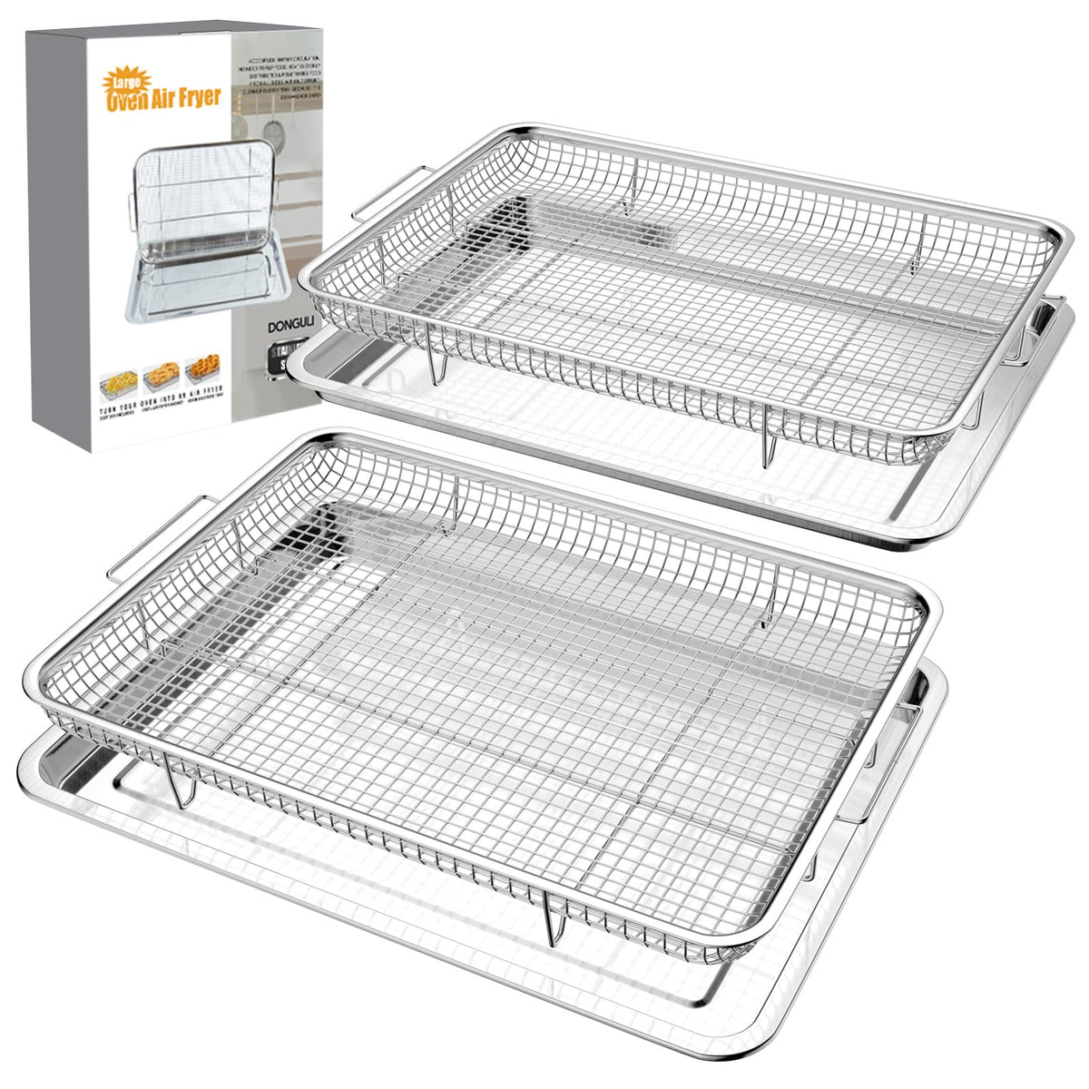 Cesta Donguli para horno freidora de aire grande, cocina más comida a la vez.