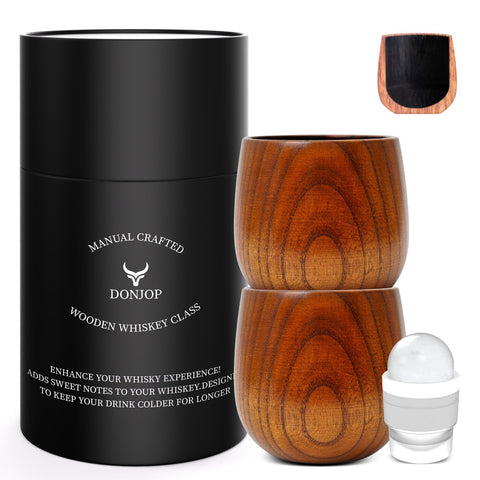 Copa de bourbon DONJOP con madera carbonizada, realza sabores y aroma.
