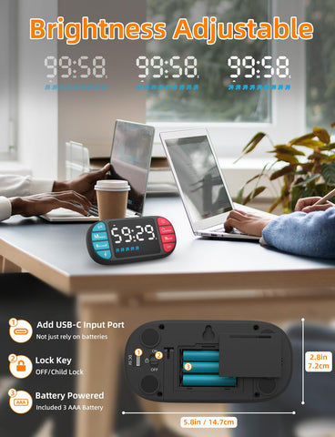 DOOMAY alarma cuáduple con tonos suaves y volumen ajustable