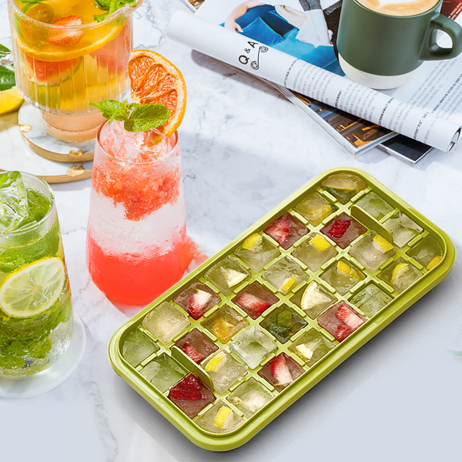 DoOnly bandeja de hielo verde, diseño práctico y fácil de usar.