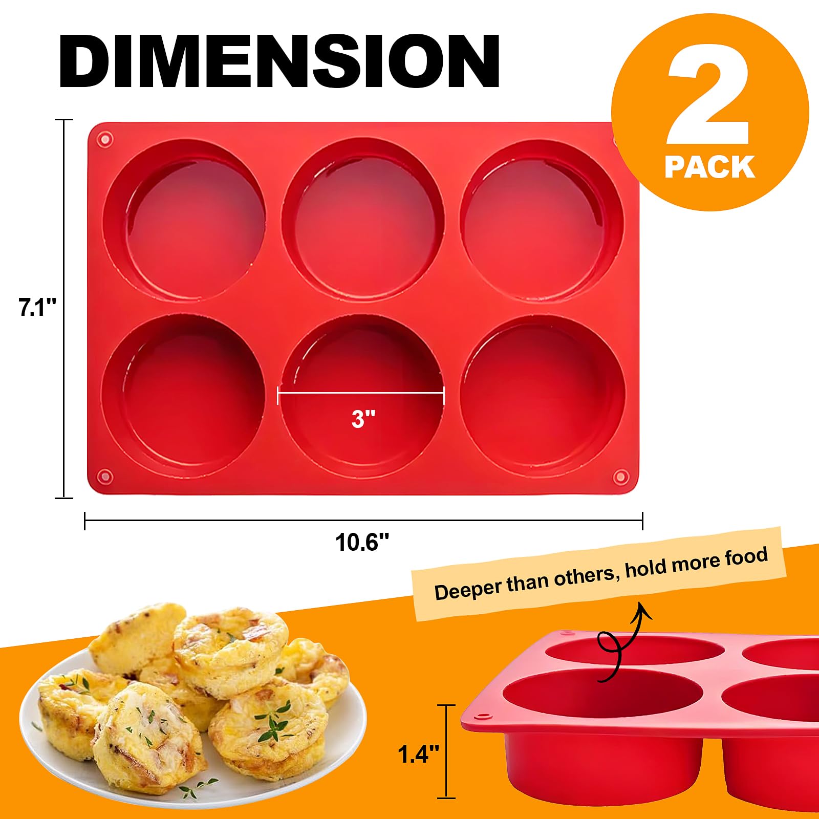 Dootafy molde de frittata profundo de 3 pulgadas, porciones rápidas.