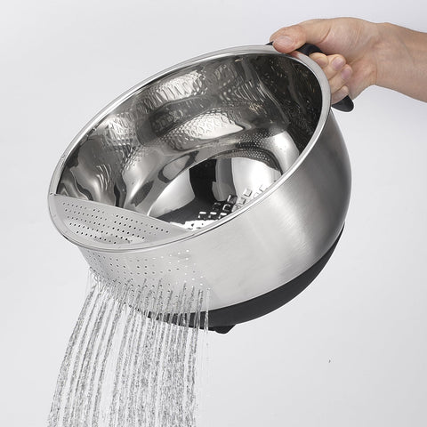 DOPMEP colador drenaje lateral facilita drenaje rápido sin perder alimentos