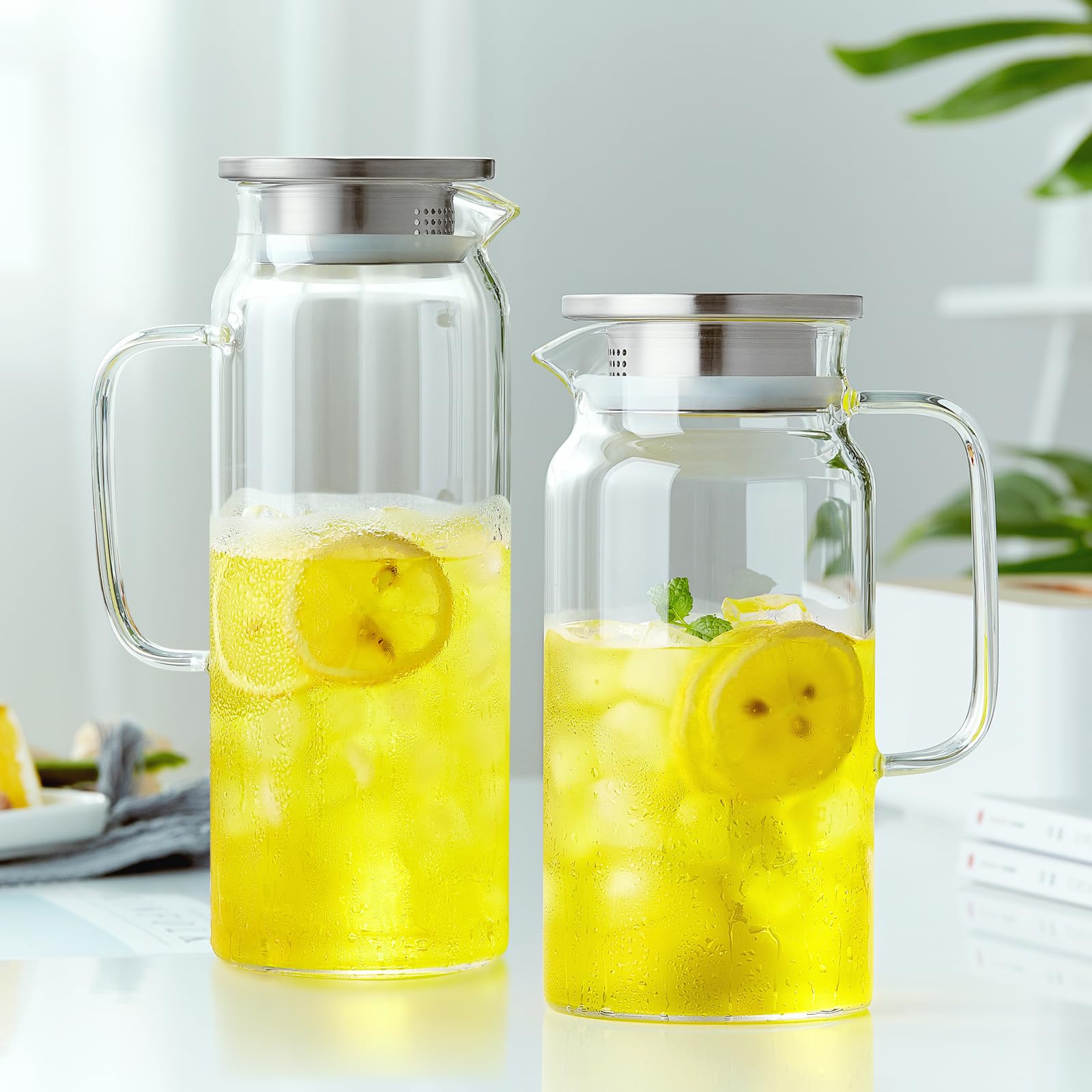 Dopudo jarra cristal resistente a calor y frío para bebidas