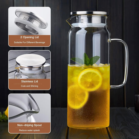 Dopudo jarro de cristal con tapa de acero inoxidable para sellado