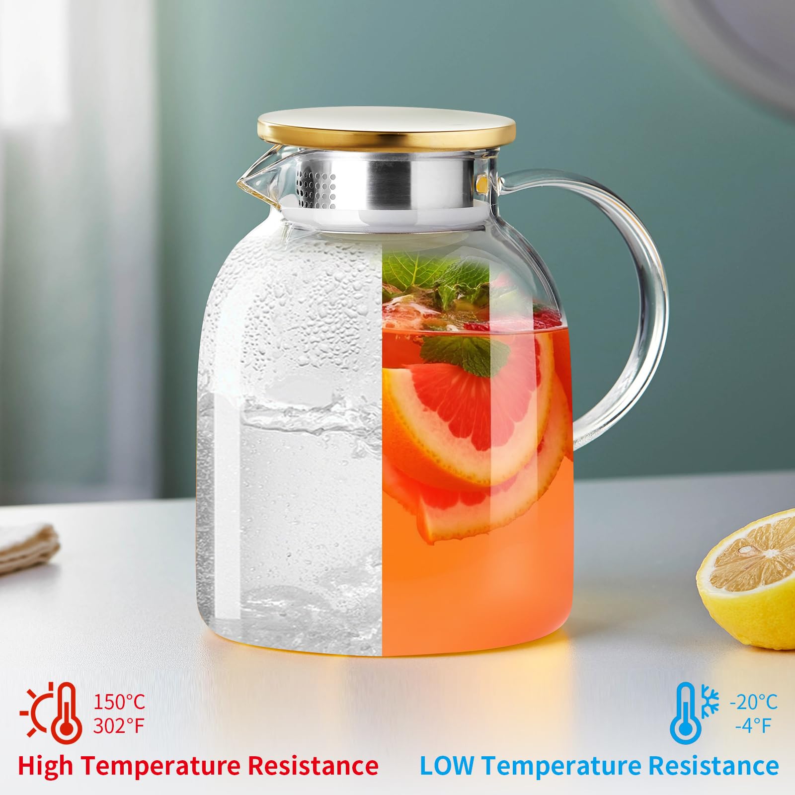 Jarra DOPUDO de vidrio borosilicato resistente a cambios de temperatura.