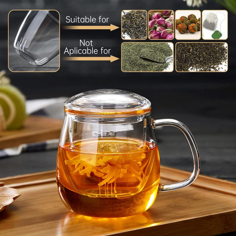 Taza DOPUDO de vidrio borosilicato 520 ml, color claro para observar la infusión.