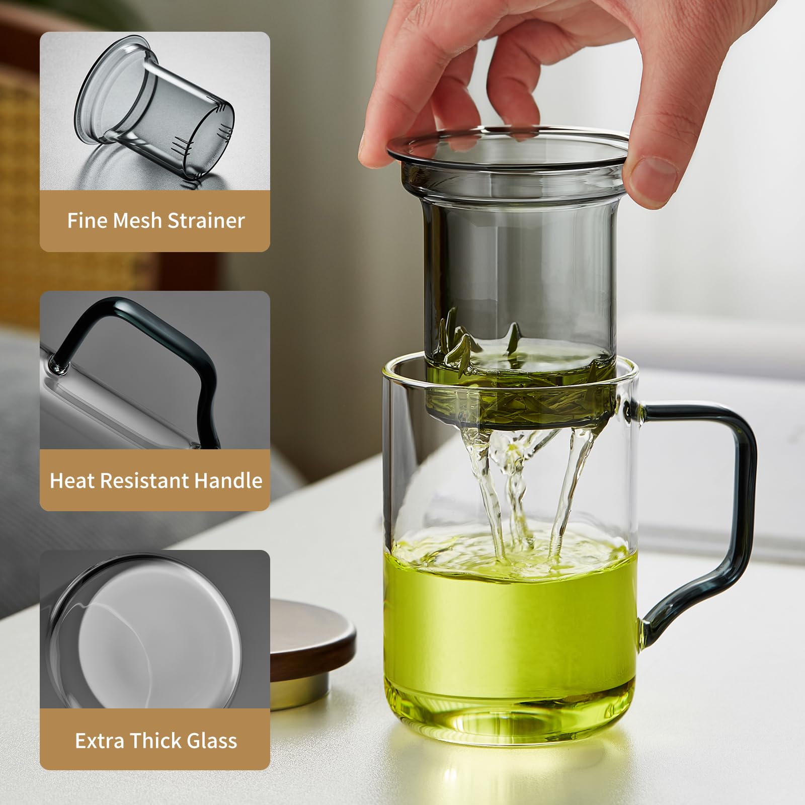 Manija ergonómica de la taza Dopudo, diseño resistente al calor.