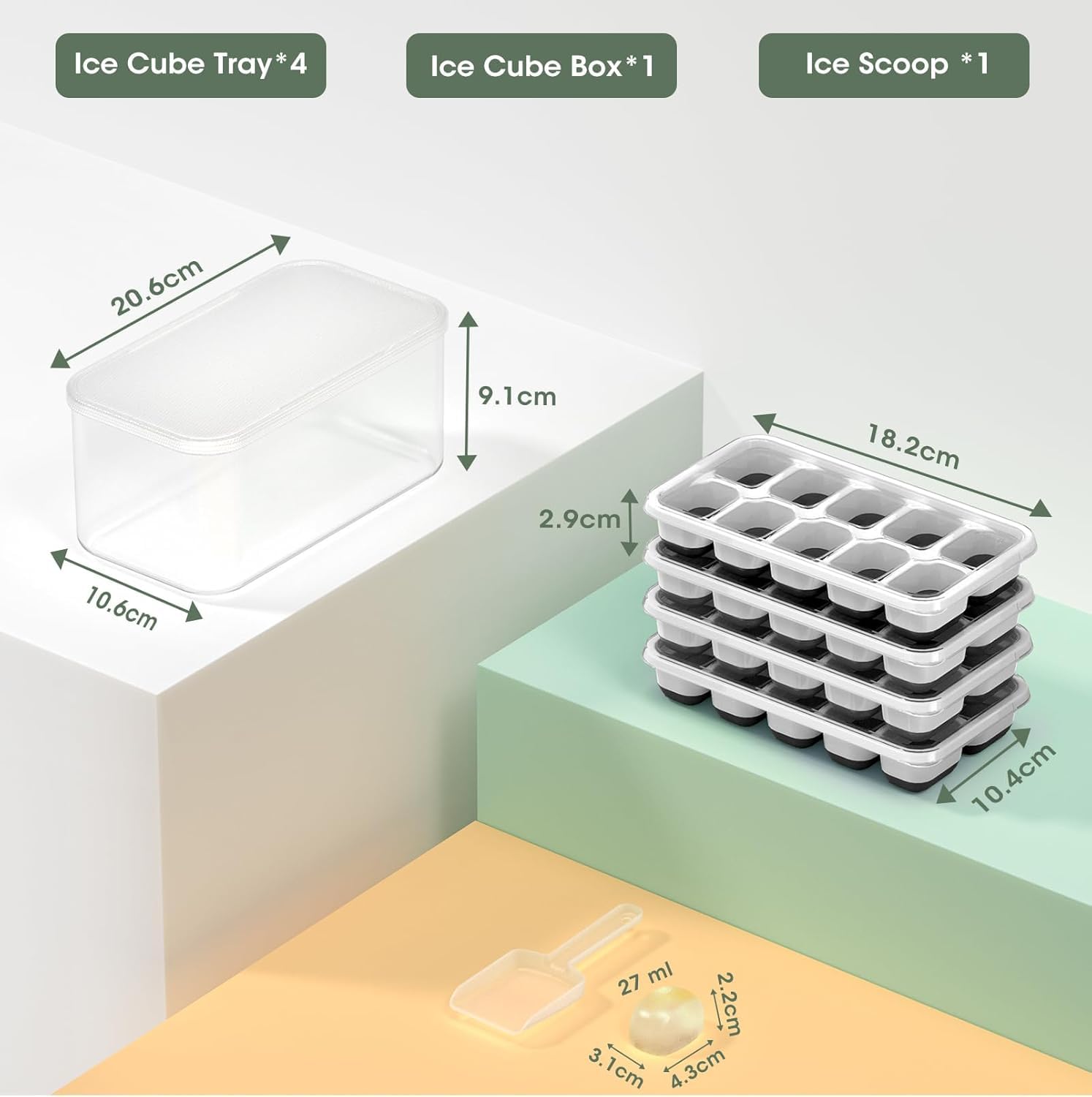 DOQAUS bandeja-hielo-silicona-desmolde facilita liberar cubos con presión suave.