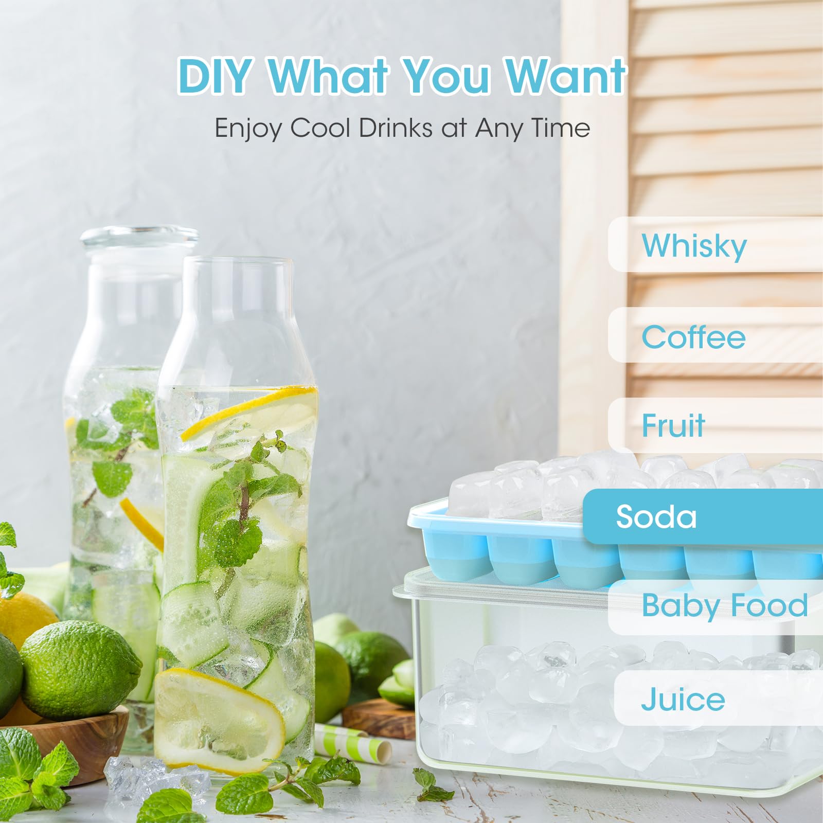 DOQAUS cubos hielo silicona, desmolde fácil para bebidas