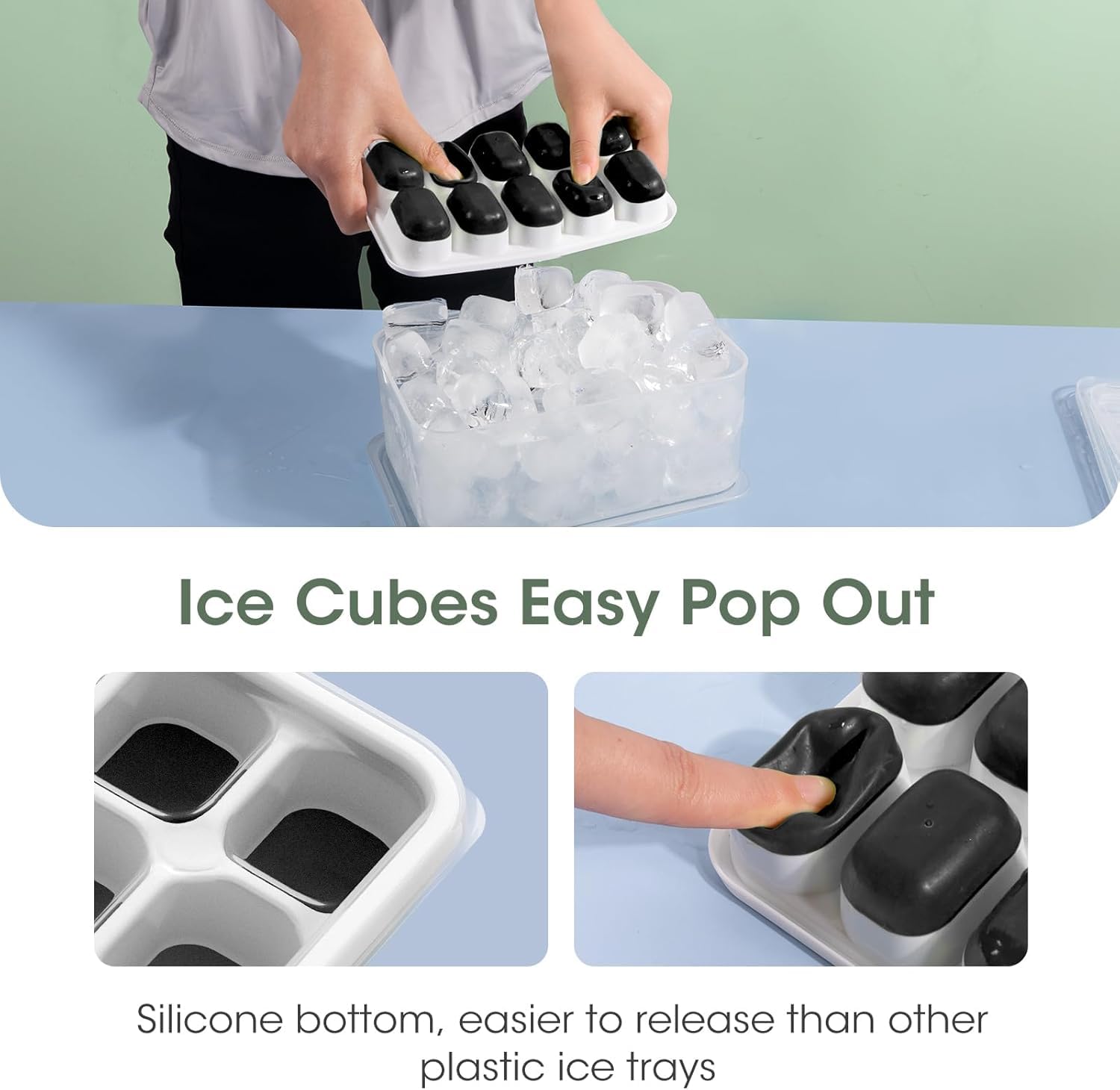 DOQAUS hielo-fruta infusionado muestra cubos con sabor para cócteles y café.